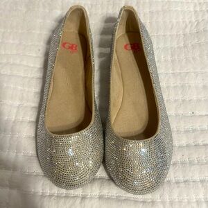 GB Girls Silver Rhinestone Flats